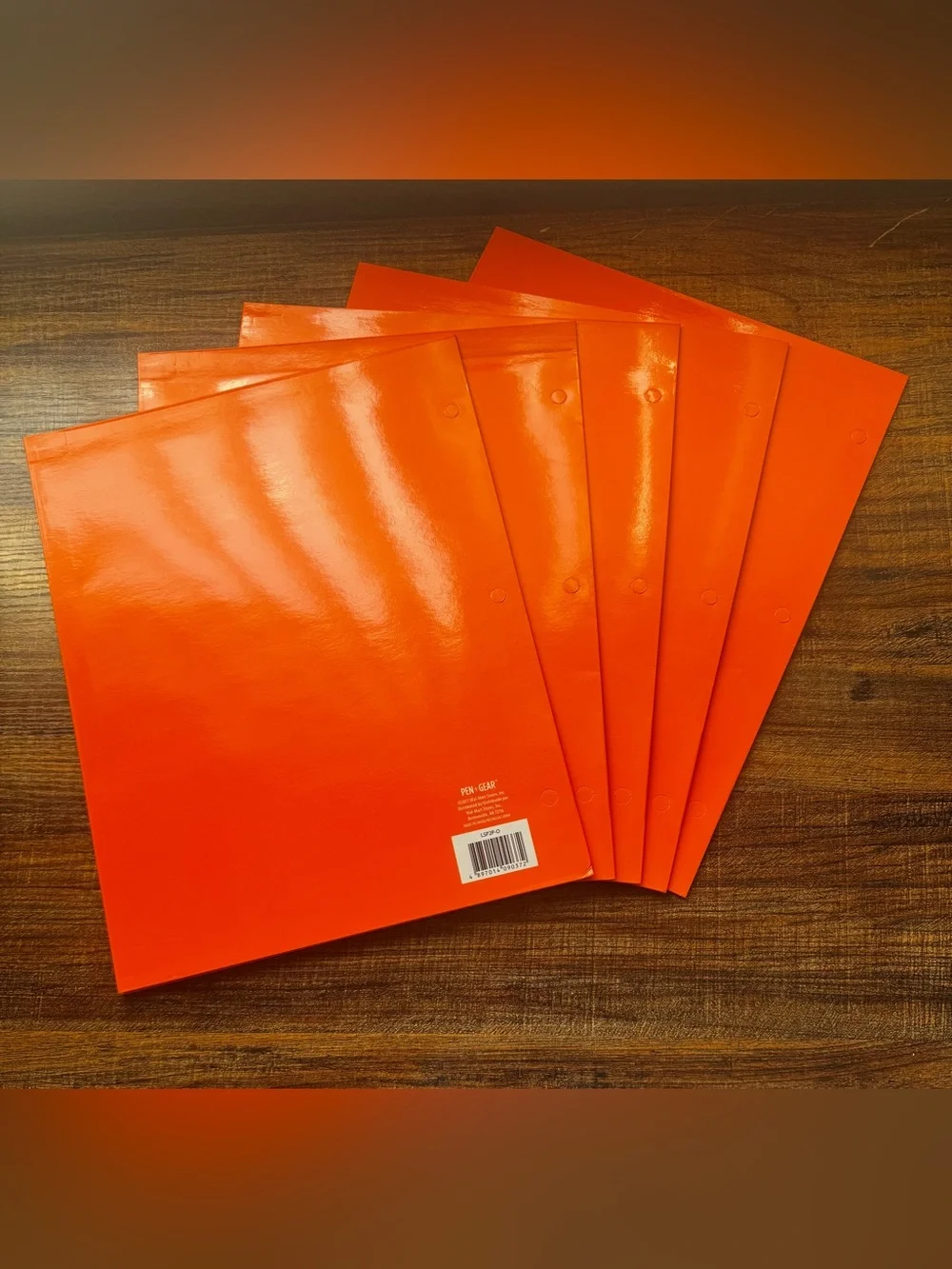 Pen + Gear 2 Pocket Paper Folders 3 Hole Punched Orange Set of 5 New